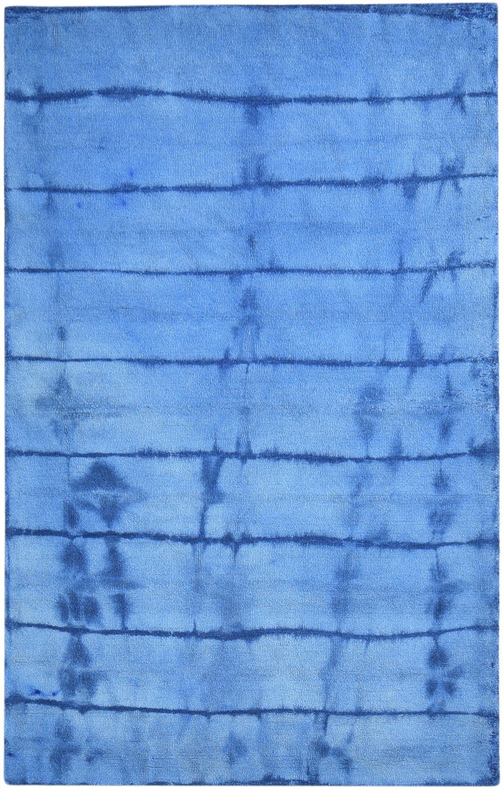 5' X 8' Rug Wool Blue Modern Hand Tufted Shibori Tie Dye Room Size Carpet 