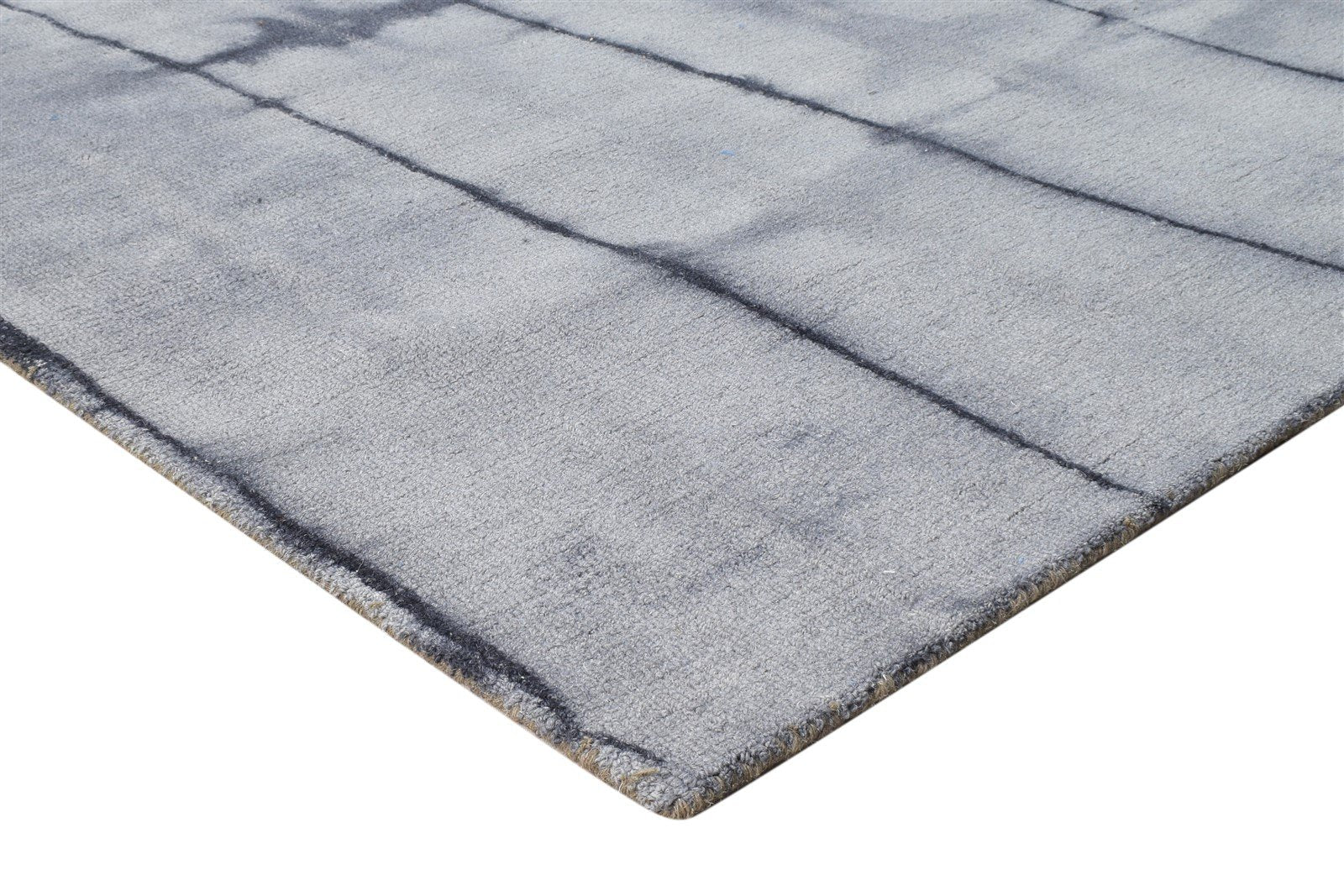 Grey Wool Rug 5' X 8' Modern Hand Tufted Shibori Tie Dye Room Size Carpet 