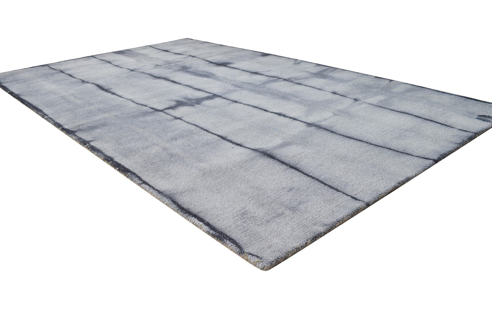 Grey Wool Rug 5' X 8' Modern Hand Tufted Shibori Tie Dye Room Size Carpet 