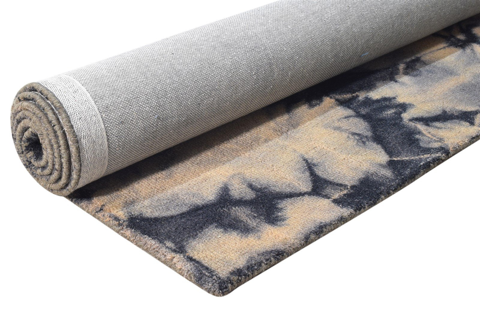 Wool Charcoal Rug 5' X 8' Modern Hand Tufted Shibori Tie Dye Room Size Carpet 