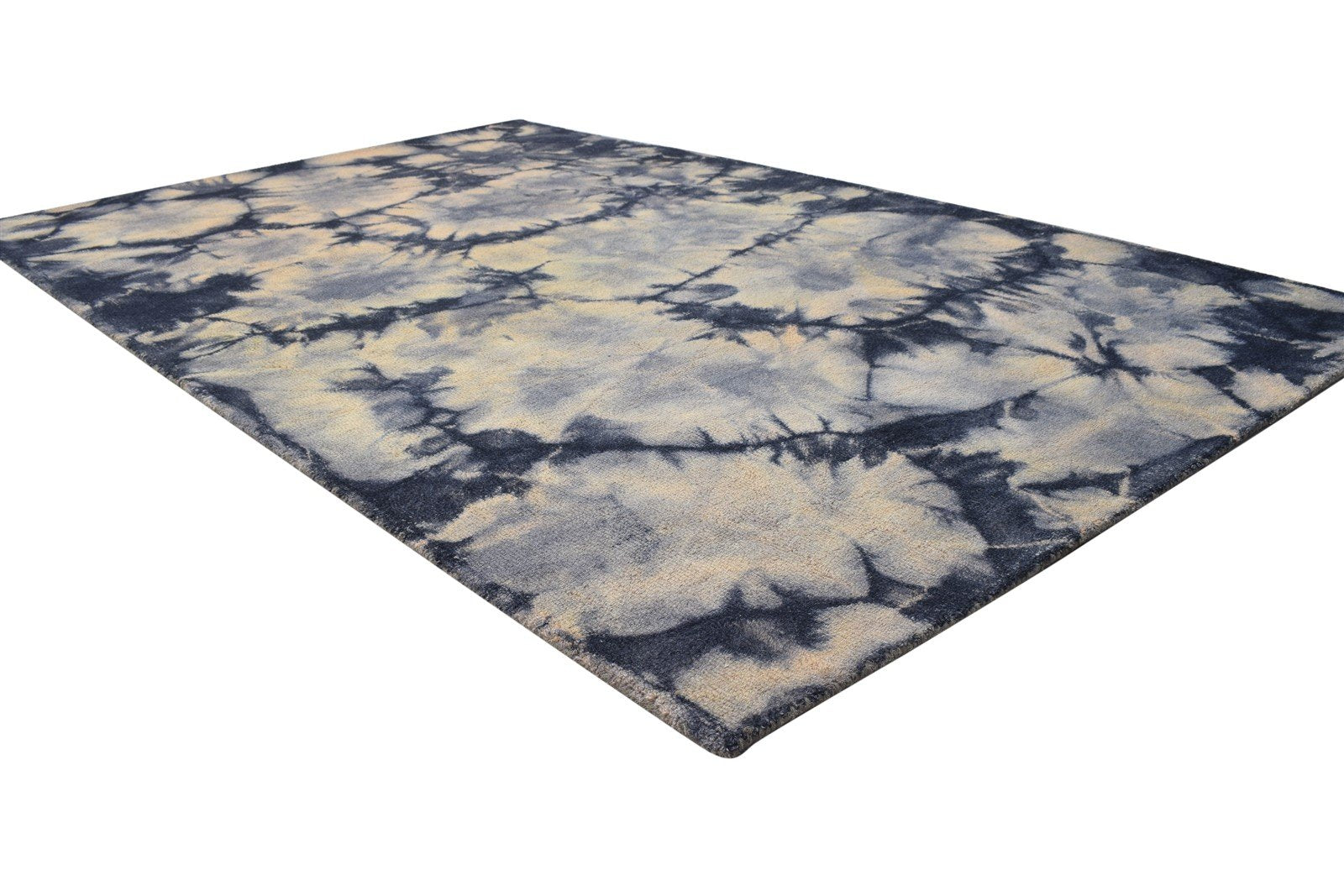 Wool Charcoal Rug 5' X 8' Modern Hand Tufted Shibori Tie Dye Room Size Carpet 