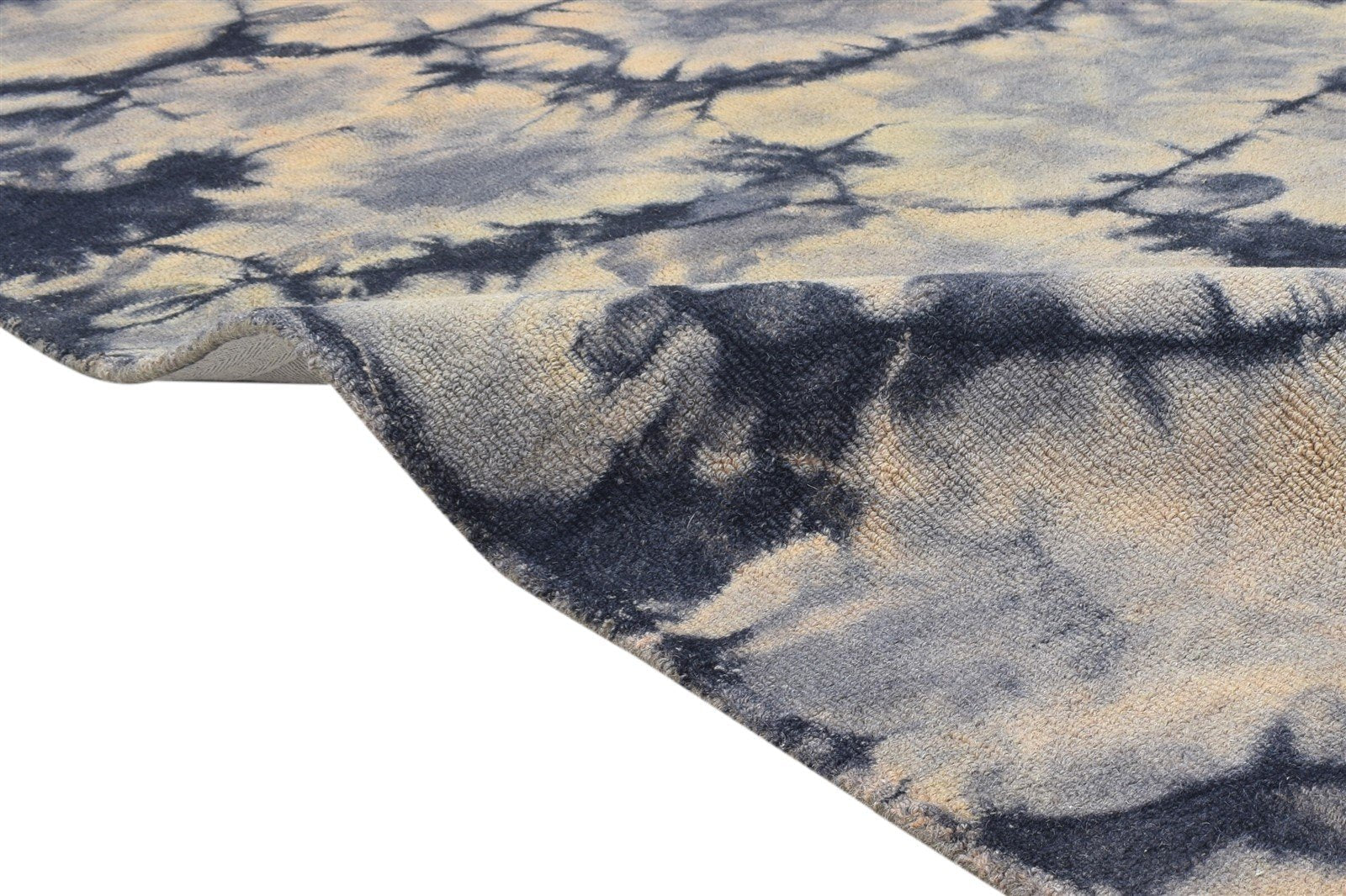 Wool Charcoal Rug 5' X 8' Modern Hand Tufted Shibori Tie Dye Room Size Carpet 