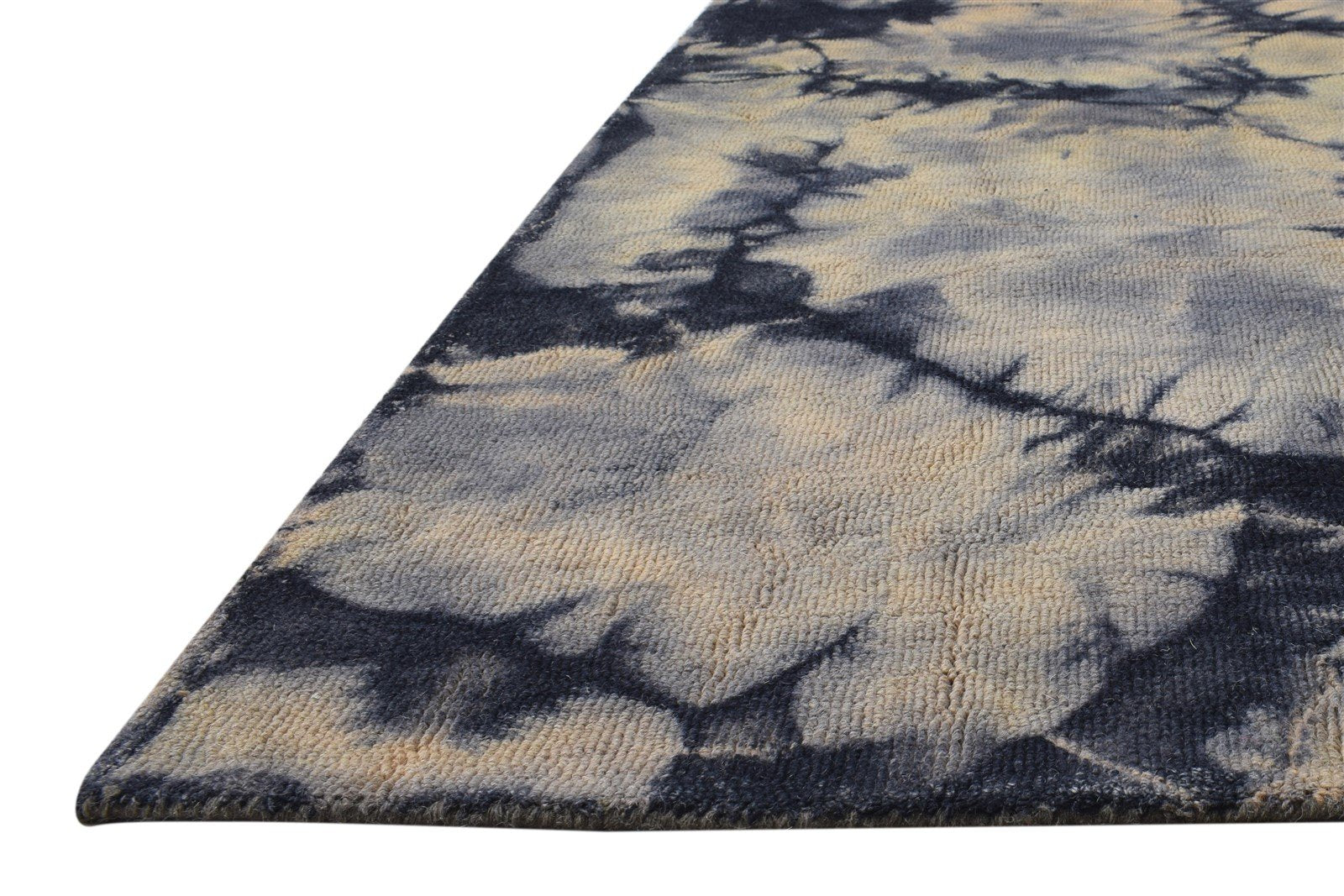 Wool Charcoal Rug 5' X 8' Modern Hand Tufted Shibori Tie Dye Room Size Carpet 