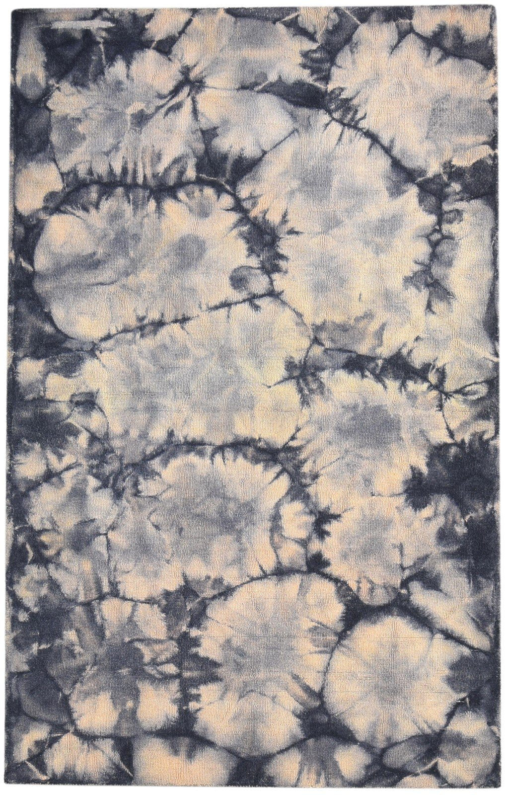 Wool Charcoal Rug 5' X 8' Modern Hand Tufted Shibori Tie Dye Room Size Carpet 