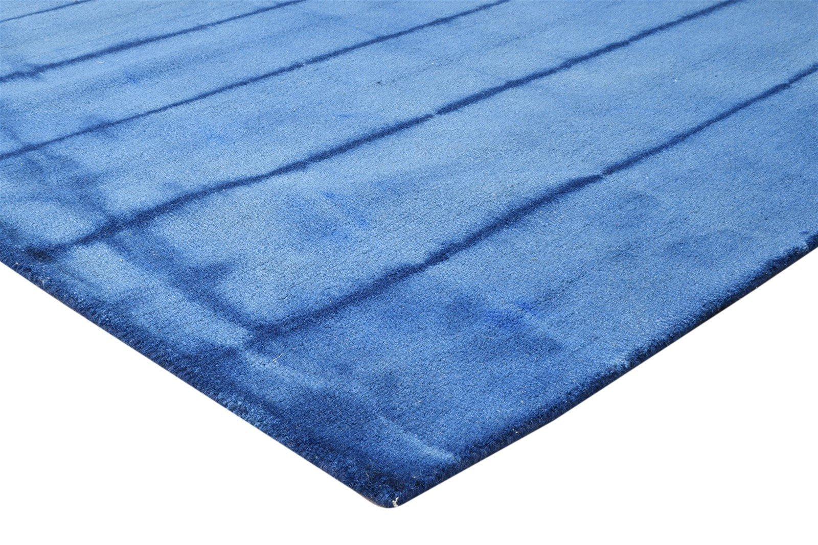 5' X 8' Rug Wool Blue Modern Hand Tufted Shibori Tie Dye Room Size Carpet 