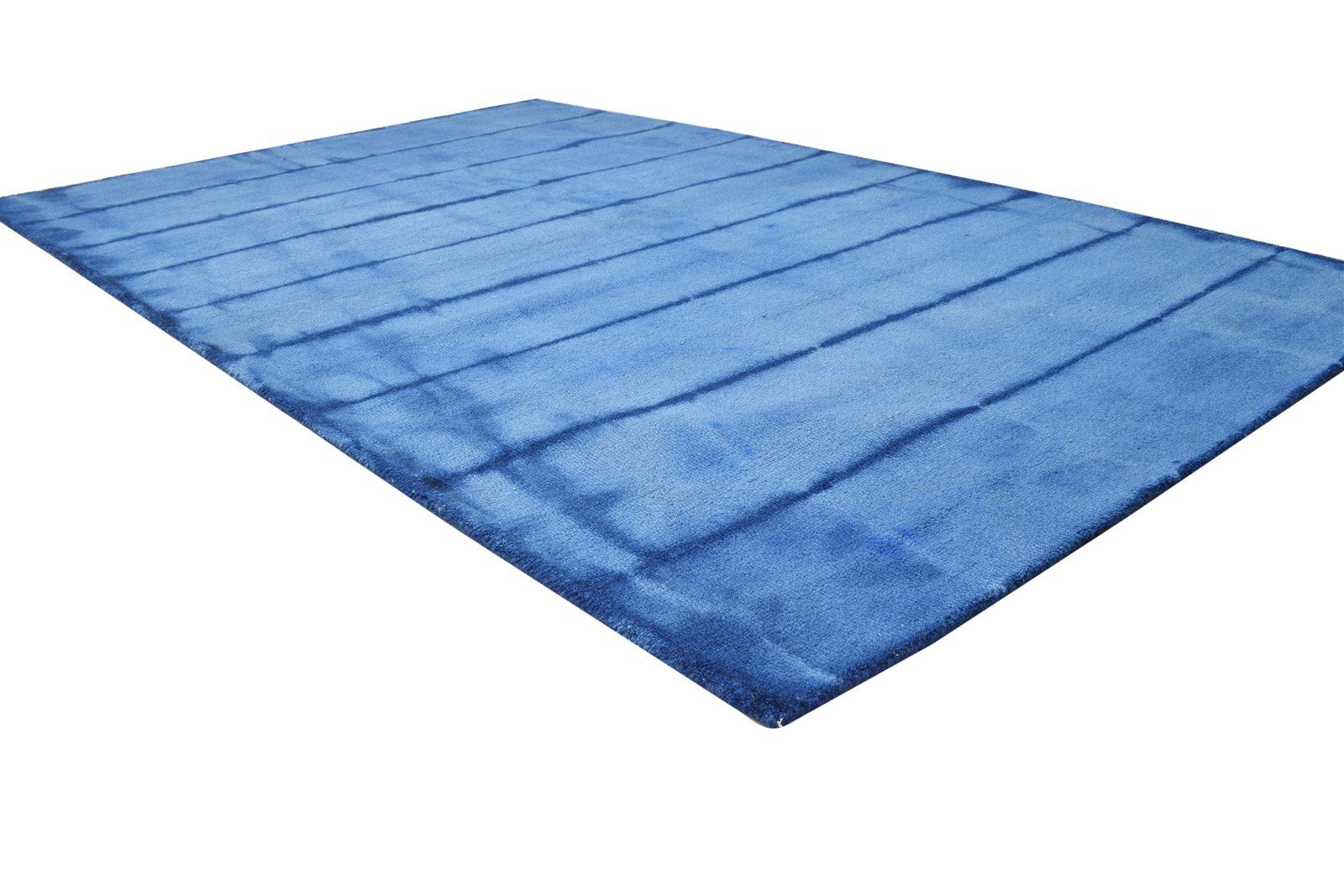 5' X 8' Rug Wool Blue Modern Hand Tufted Shibori Tie Dye Room Size Carpet 