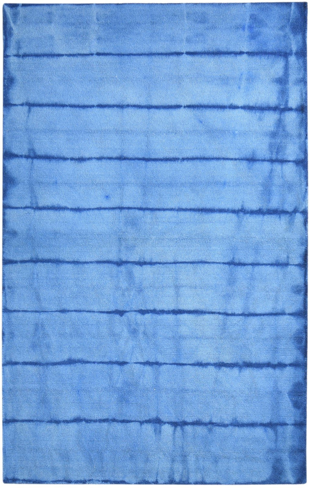 5' X 8' Rug Wool Blue Modern Hand Tufted Shibori Tie Dye Room Size Carpet 