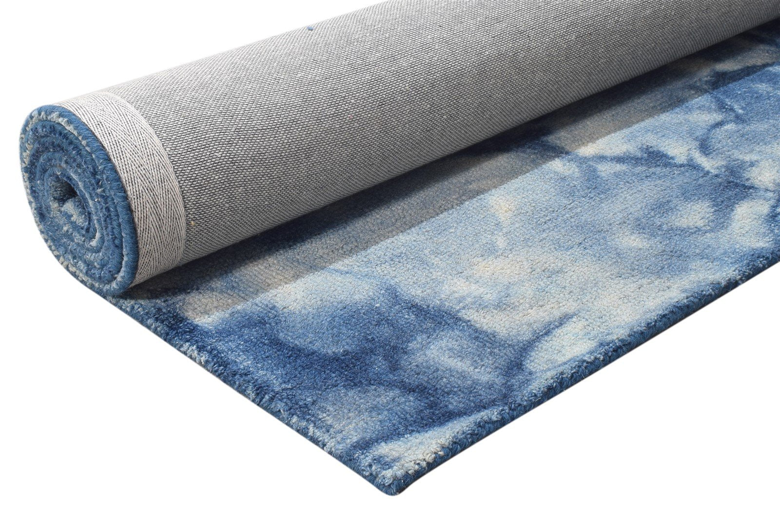 Hand Tufted Blue Wool Rug 5' X 8' Room Size Carpet 