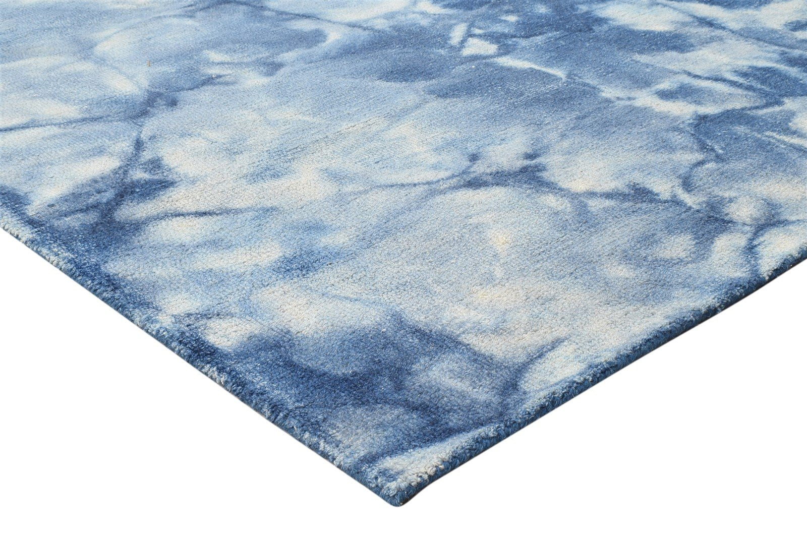 Hand Tufted Blue Wool Rug 5' X 8' Room Size Carpet 