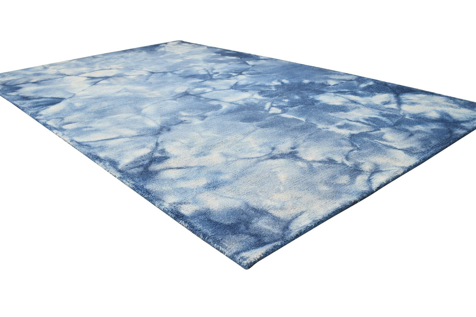 Hand Tufted Blue Wool Rug 5' X 8' Room Size Carpet 