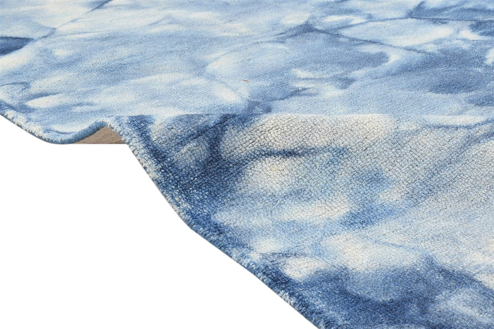 Hand Tufted Blue Wool Rug 5' X 8' Room Size Carpet 