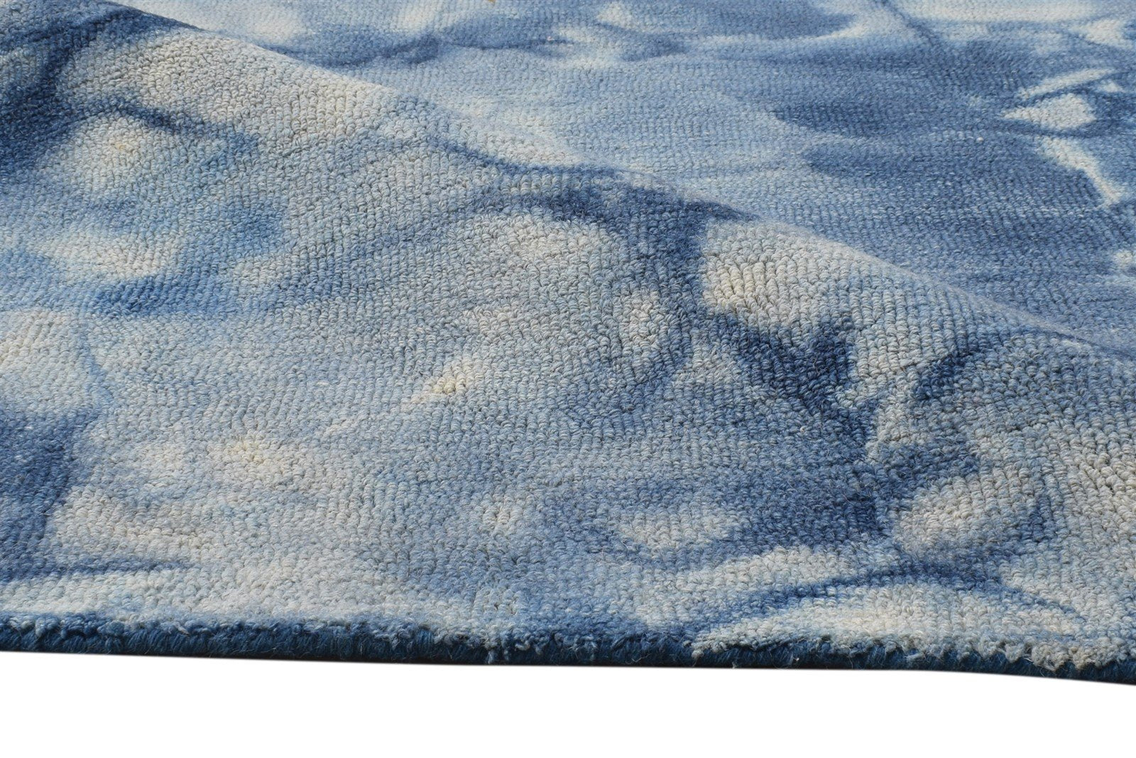 Hand Tufted Blue Wool Rug 5' X 8' Room Size Carpet 