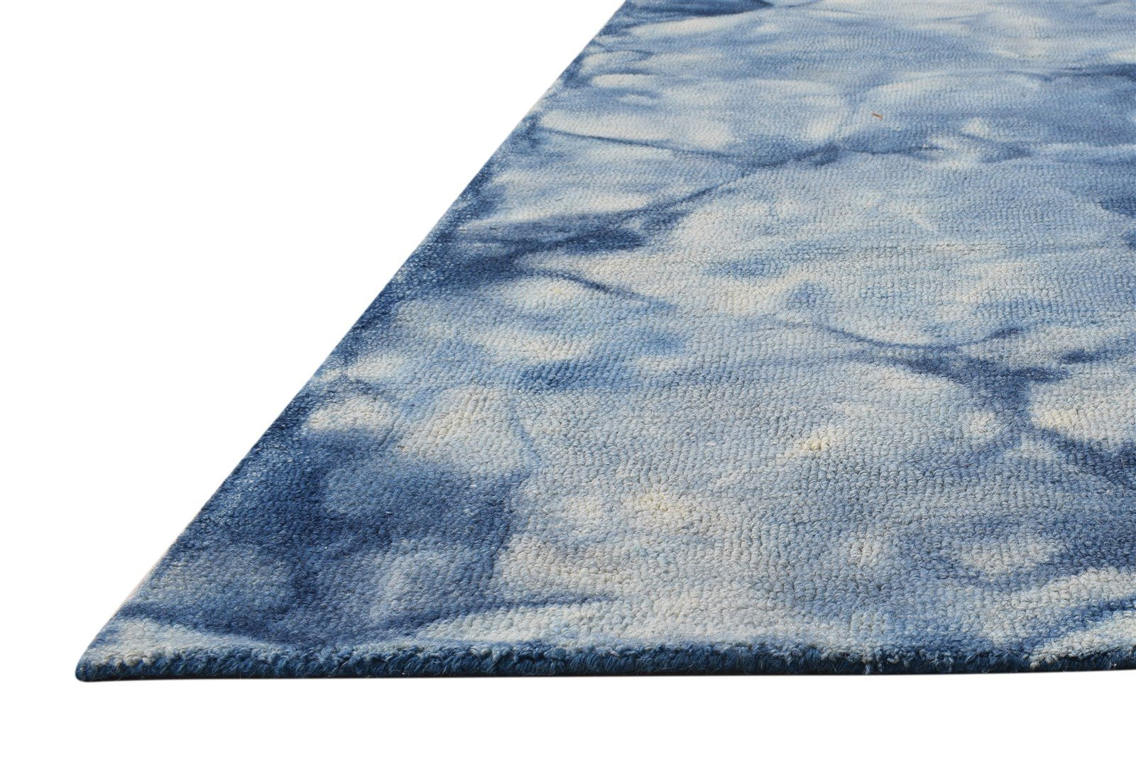 Hand Tufted Blue Wool Rug 5' X 8' Room Size Carpet 