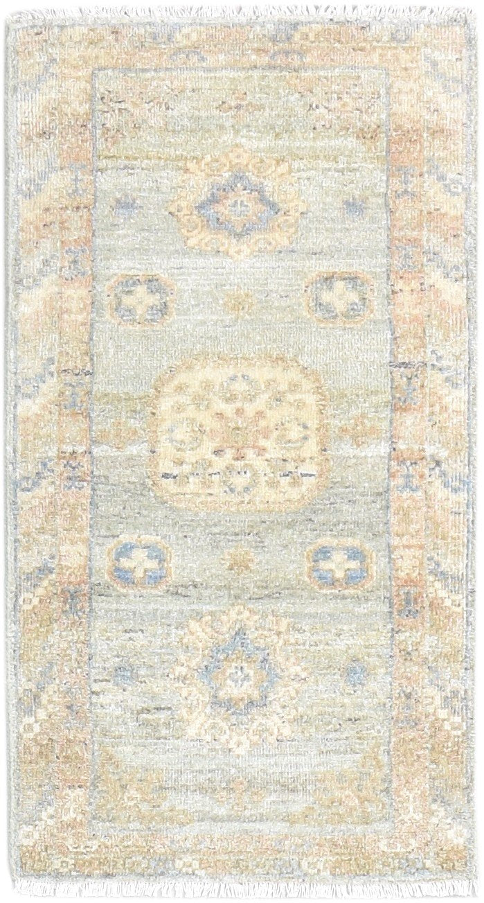 Wool Blue Rug 2' X 4' Persian Hand Knotted Oushak Oriental Small Carpet 