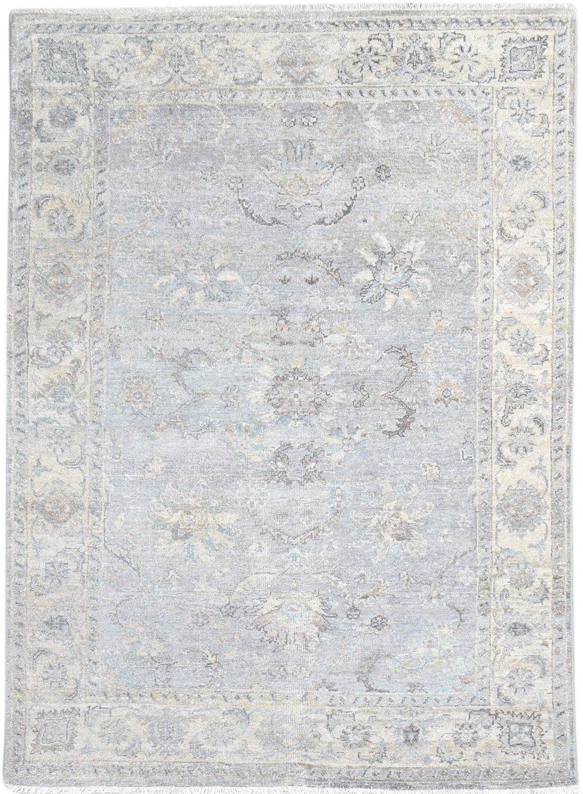 Grey Wool Rug 5' X 7' Persian Hand Knotted Oushak Oriental Room Size Carpet 