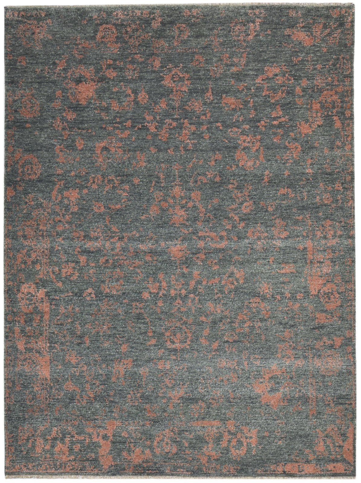 Black Wool Rug 6' X 8' Modern Hand Knotted American Abstract Room Size Carpet 