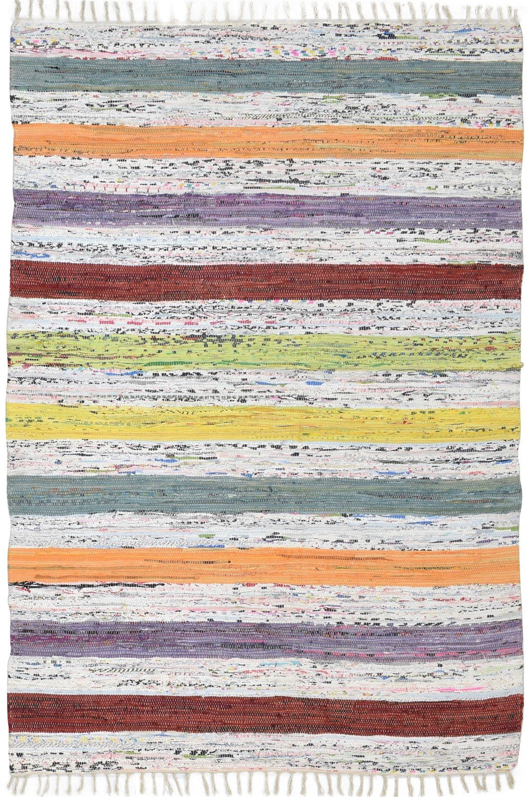 Hand Woven Multi Color Cotton Rug 5X7 Modern Scandinavian Striped Room Size