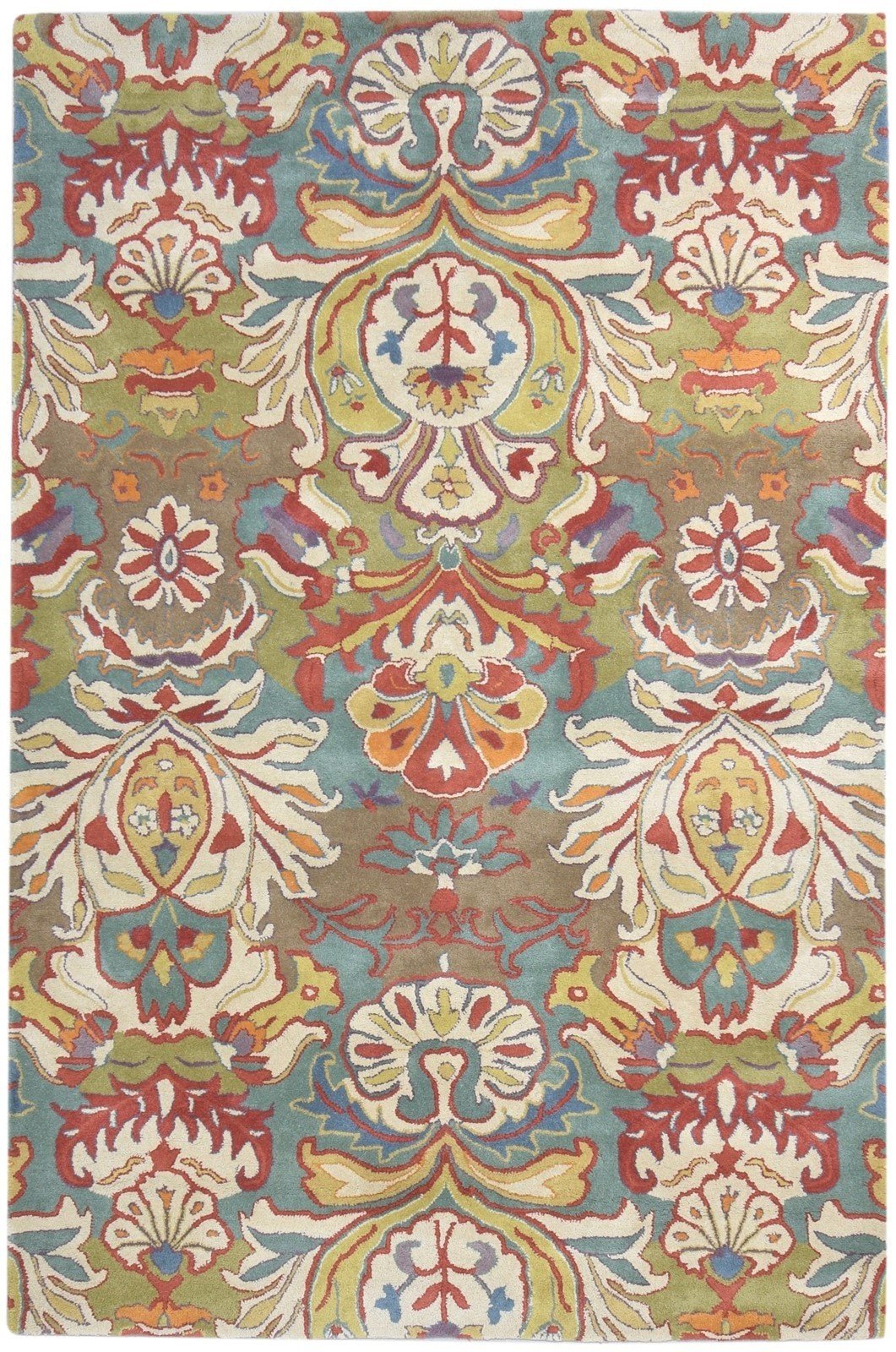 Modern Boho Rug for Bedroom Eclectic Wool Multi Colorful Rug Hand Tufted Floral Carpet