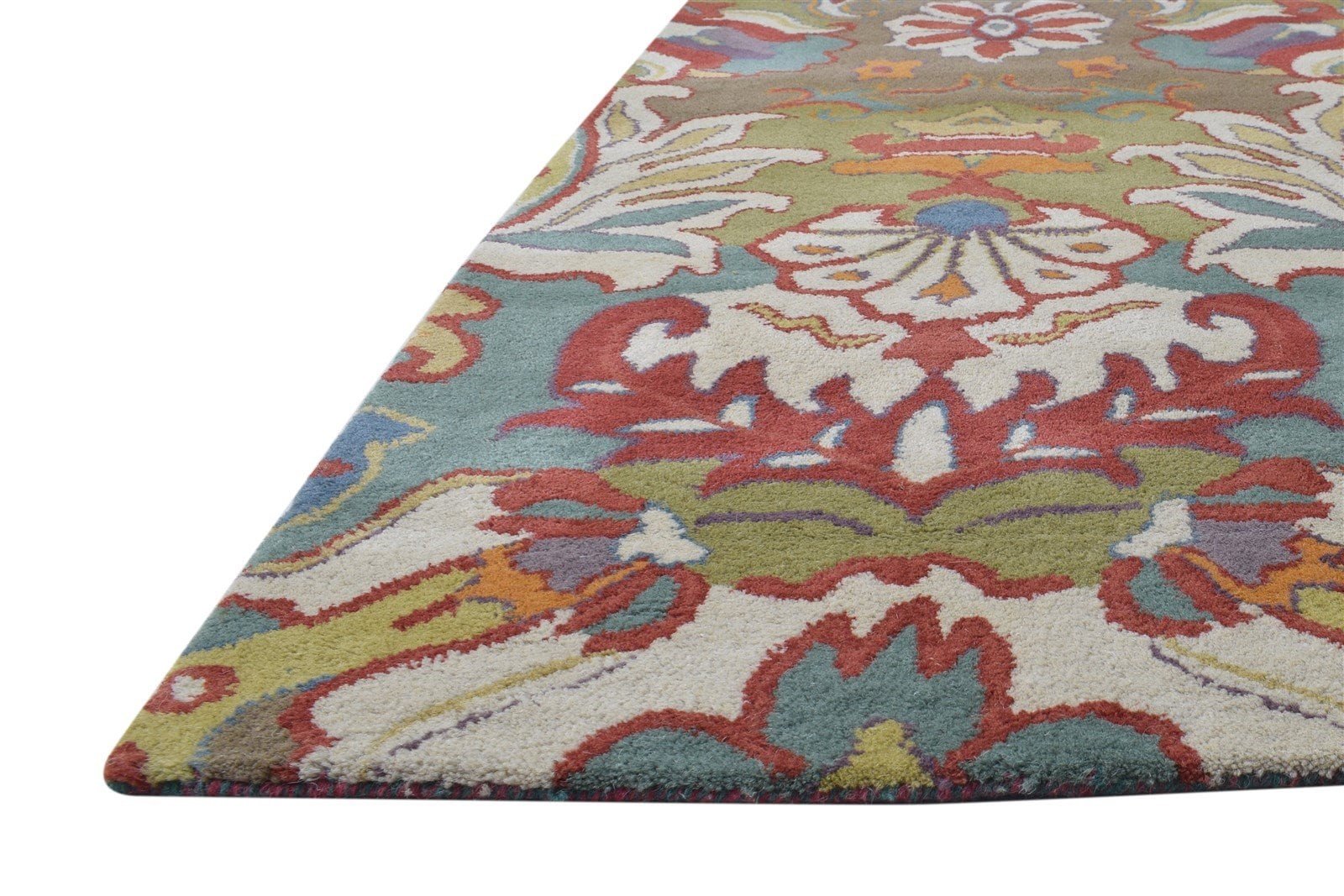 Modern Boho Rug for Bedroom Eclectic Wool Multi Colorful Rug Hand Tufted Floral Carpet 