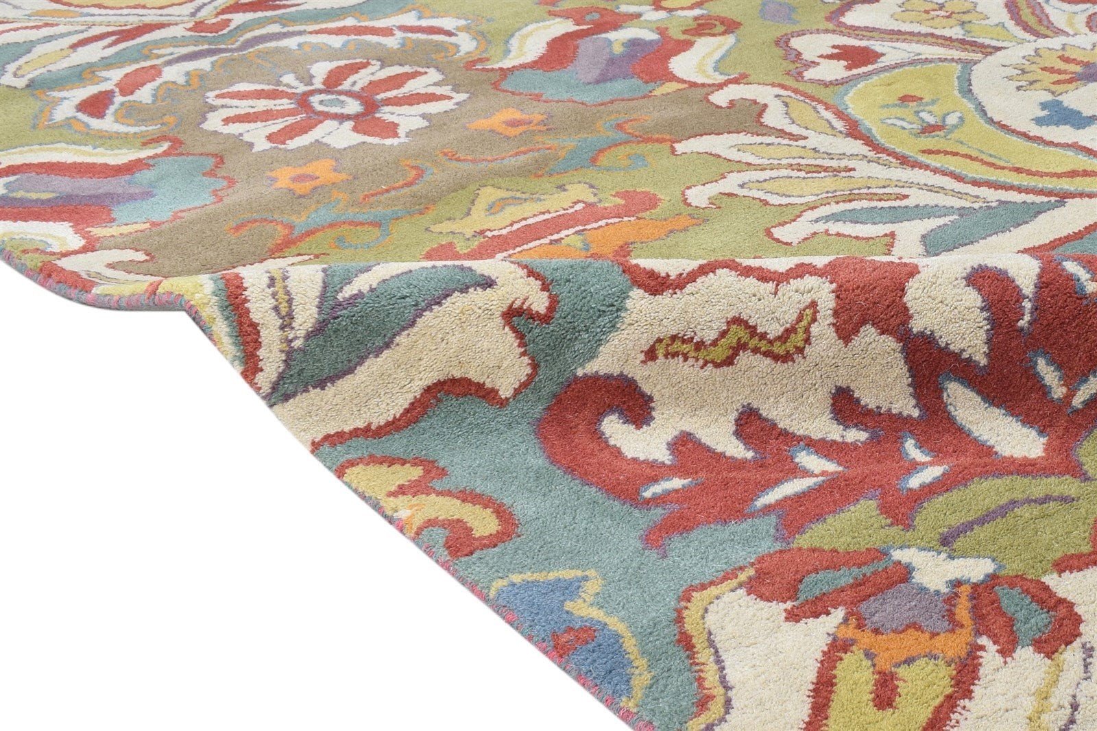 Modern Boho Rug for Bedroom Eclectic Wool Multi Colorful Rug Hand Tufted Floral Carpet 