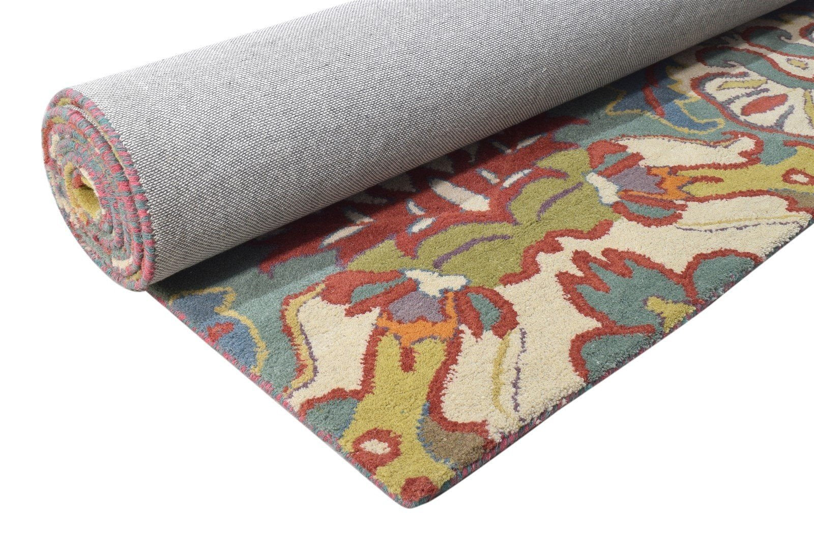 Modern Boho Rug for Bedroom Eclectic Wool Multi Colorful Rug Hand Tufted Floral Carpet 