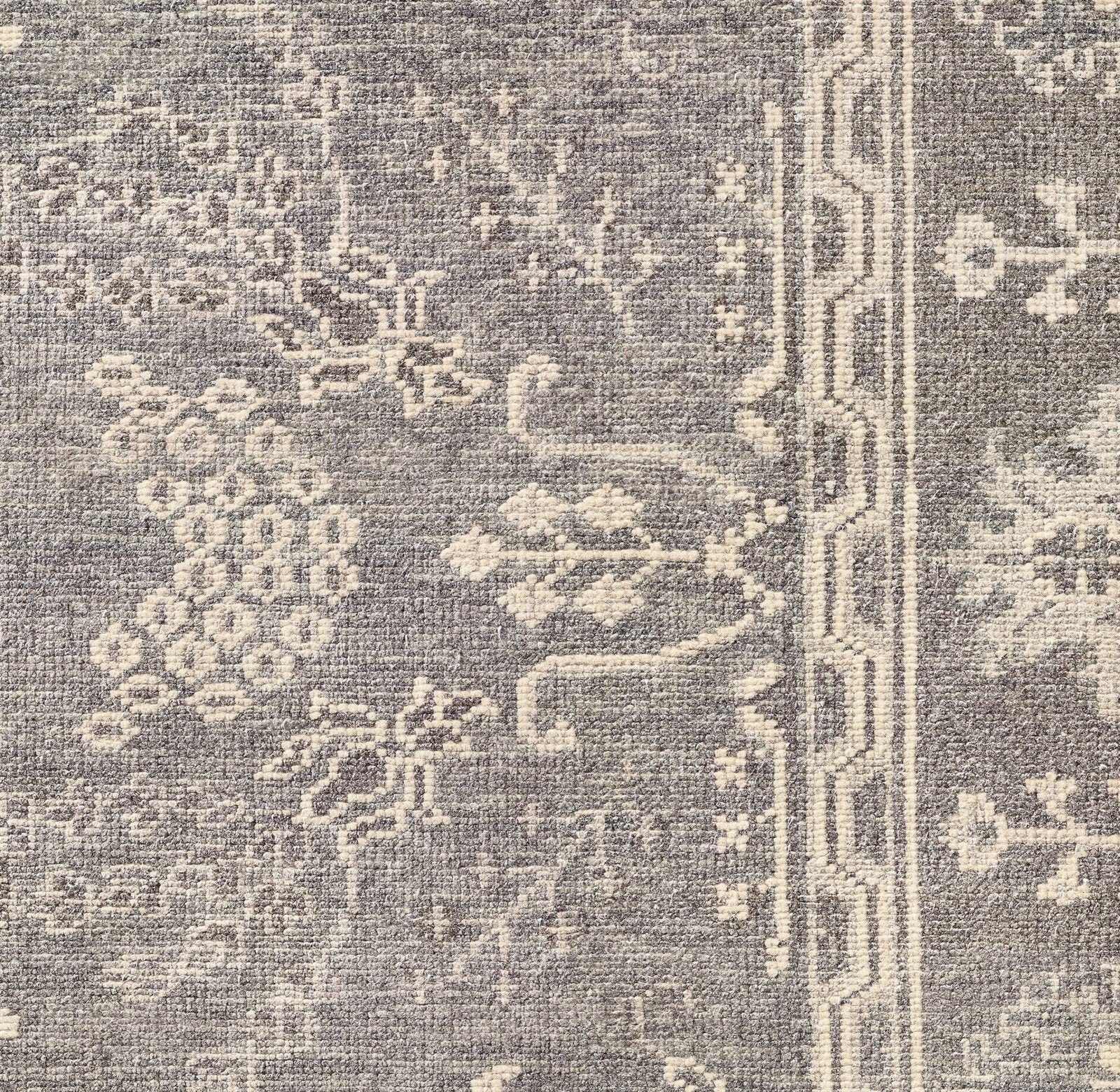 Hand Knot Rug Filoli Grey Wool Rug, Persian Sharouk Rug, Oriental Carpet 