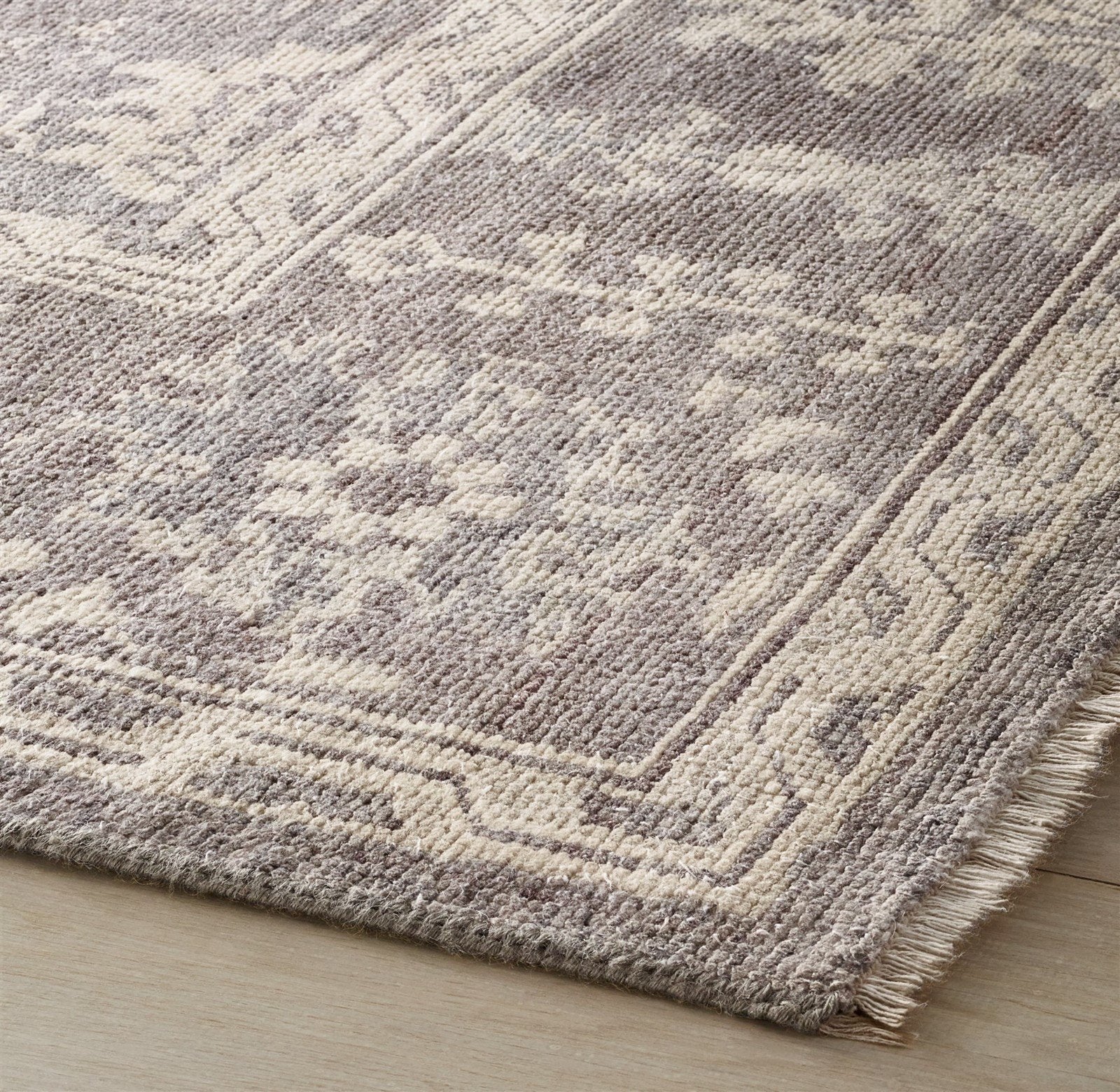 Hand Knot Rug Filoli Grey Wool Rug, Persian Sharouk Rug, Oriental Carpet 