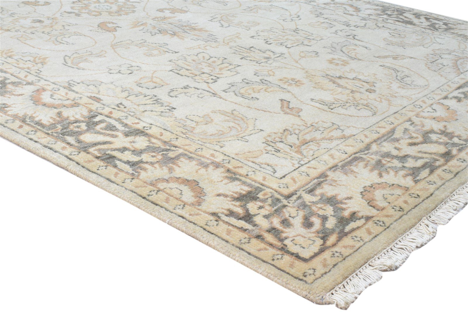 Beige Wool Rug 5' X 8' Persian Hand Knotted Agra Oriental Room Size Carpet 