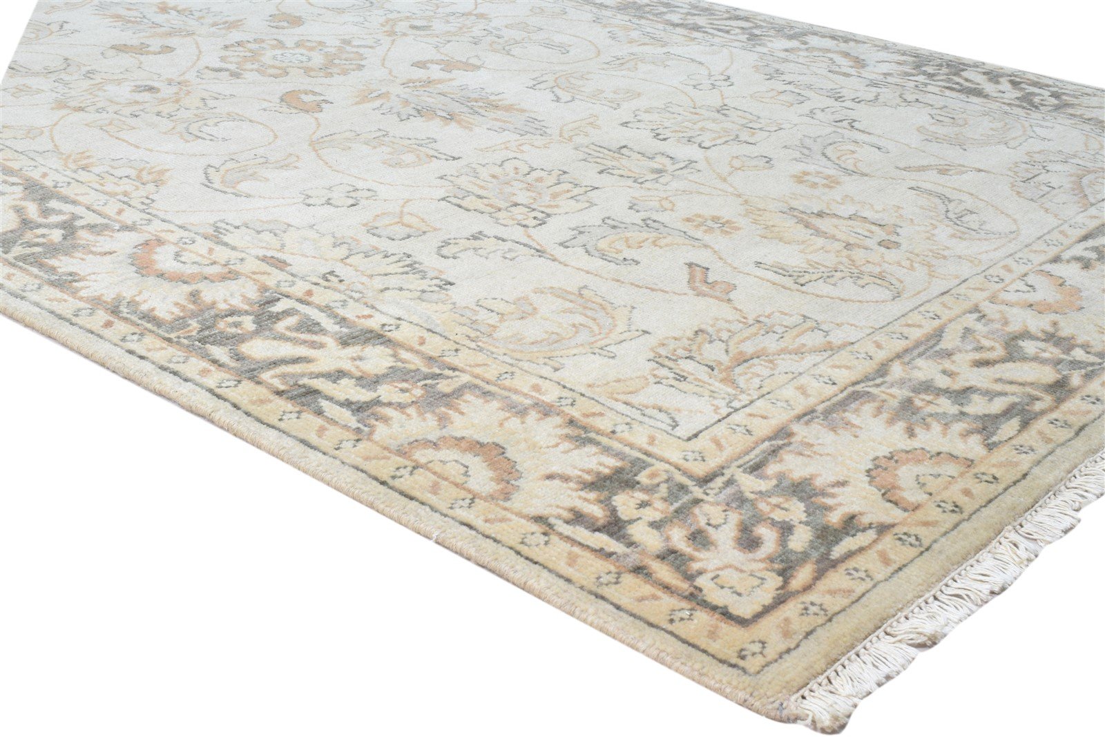 Beige Wool Rug 5' X 8' Persian Hand Knotted Agra Oriental Room Size Carpet 