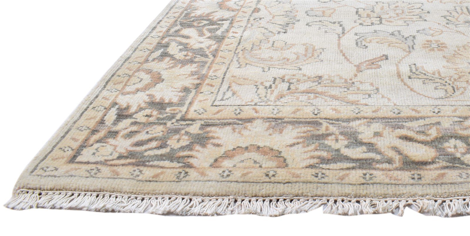 Beige Wool Rug 5' X 8' Persian Hand Knotted Agra Oriental Room Size Carpet