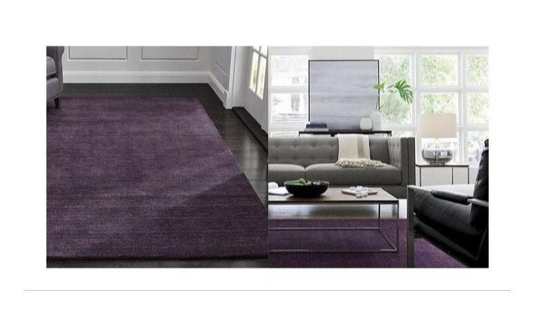 Plum Purple Wool Area Rugs - Bedroom  Living Room Sizes