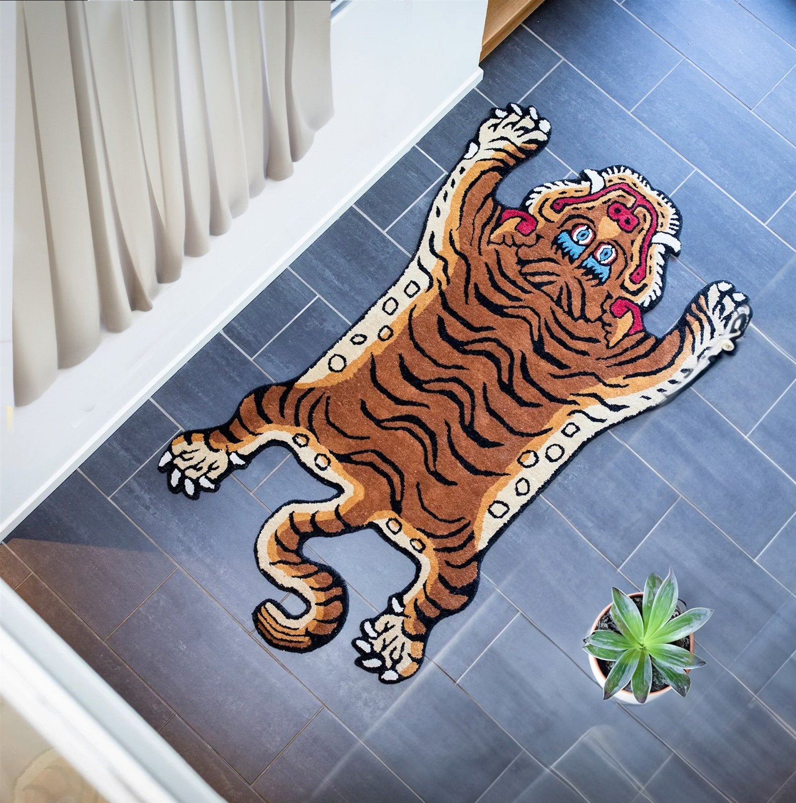 Handmade Tibetan Tiger Rug for living room bedroom, kids room, Fun Rug, Nursery Baby, Small Large gift for home 