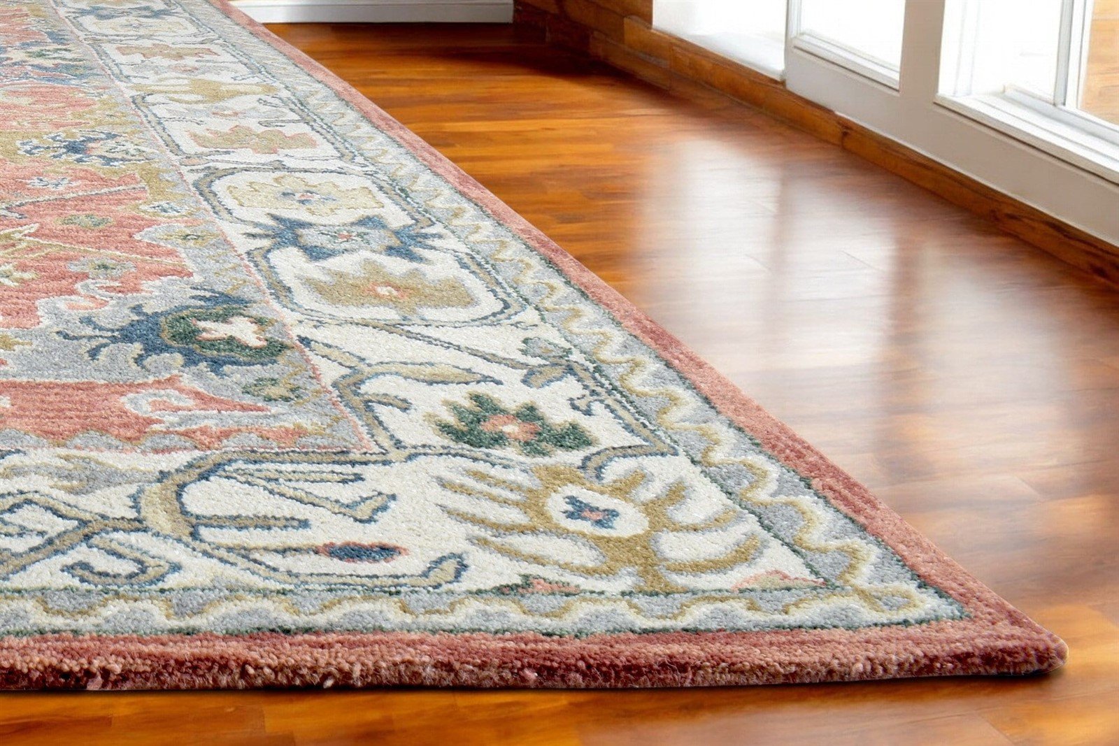 Handmade Area Rug Wool Persian-Style Rug Runner Red Channing Blue Rug 8x10 , 5x8, 6x9, 9x12 