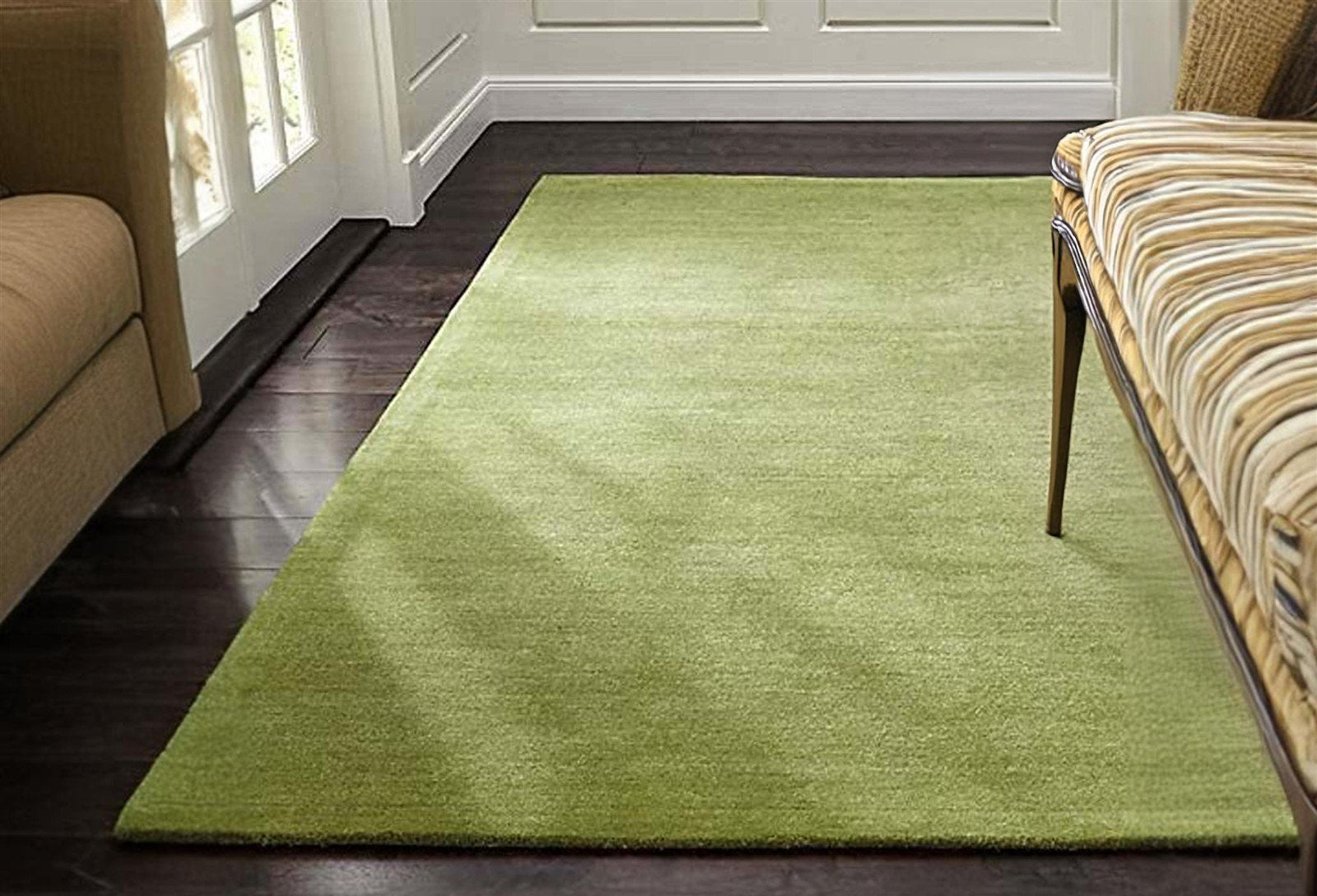 Green Area Rug for Bedroom, Modern Rug, Solid Color Wool rug for living room 8x10 Rug, 5x8 Rug,6x9 Rug,9x12 Rug, Baxter Rug 