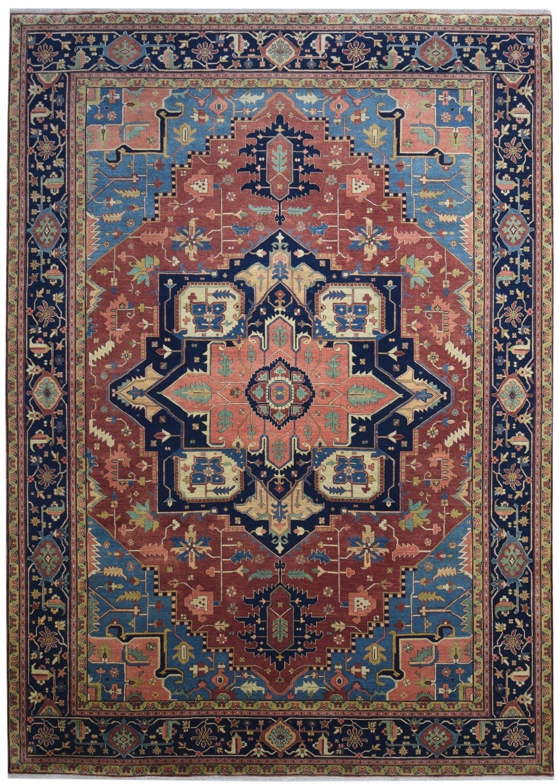 Wool Rug Red Area Rug Persian Hand Knotted Living Room Rug, Heriz Rug 