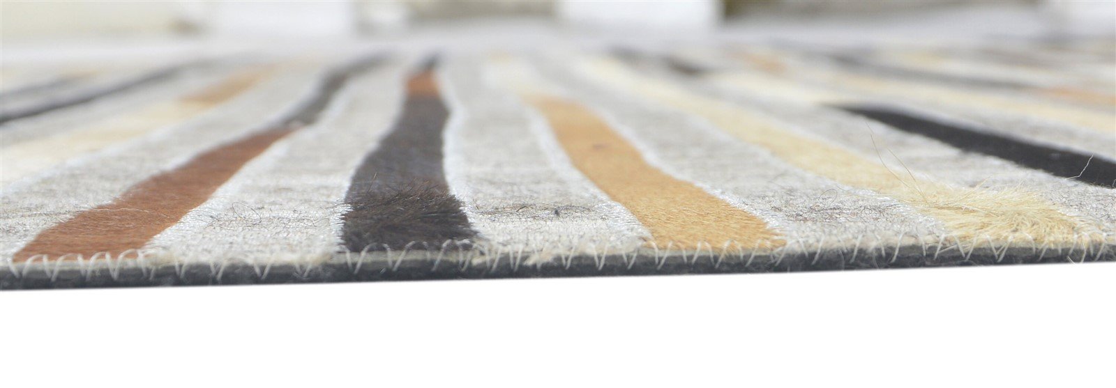 Beige / Gray Striped Leather Rug, Cowhide Rug, Patchwork Rug, Large Modern Area Rug Carpet 