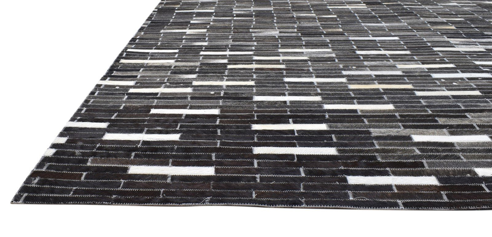 Cowhide Rug, Leather Rug for bedroom, Large Patchwork Rug, Modern Area Rug Black Carpet 