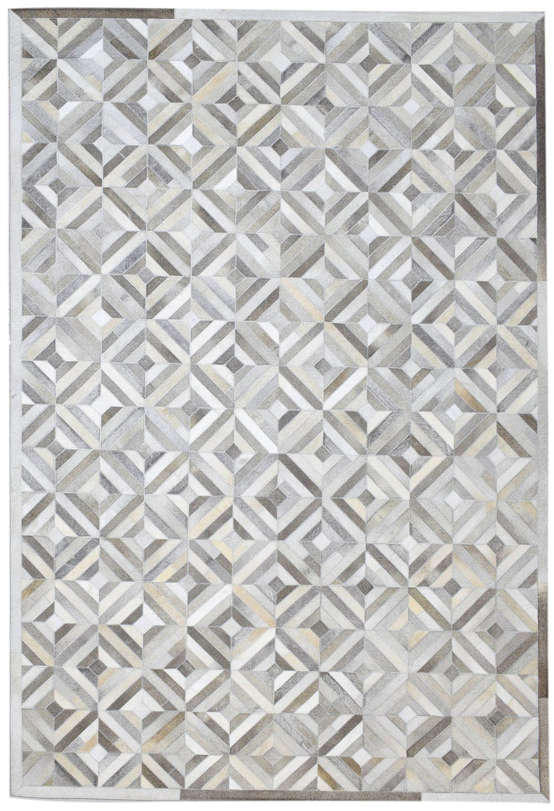 Diamonds Moroccan Leather patchwork rug, Cowhide Rug, Leather Rug for bedroom, Modern Area Rug Gray Carpet