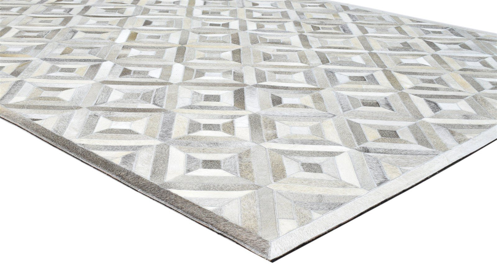 Diamonds Moroccan Leather patchwork rug, Cowhide Rug, Leather Rug for bedroom, Modern Area Rug Gray Carpet 