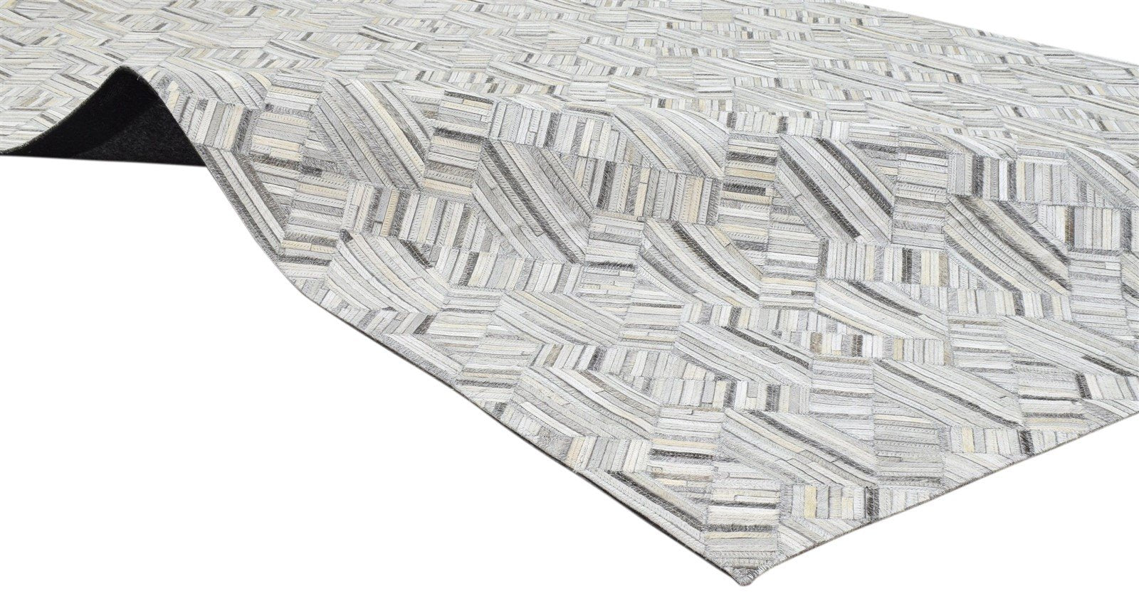 Modern Cowhide Rug, Large Patchwork Leather Rug, Grey Area Rug Carpet 