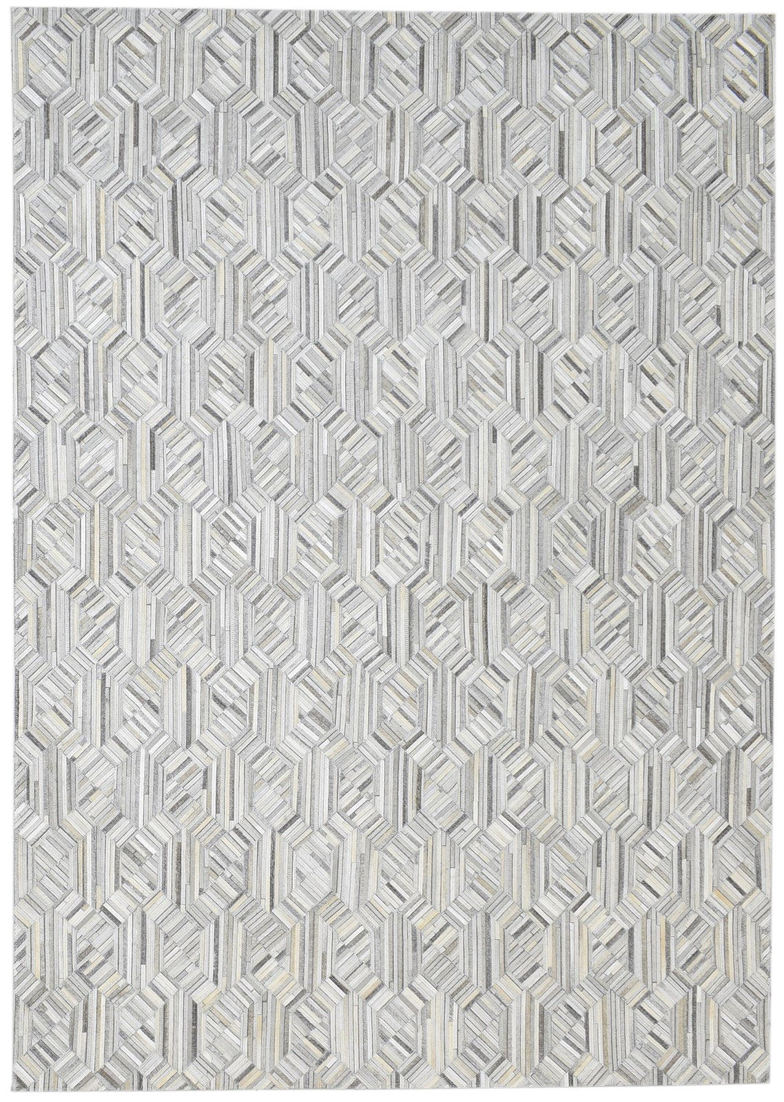 Modern Cowhide Rug, Large Patchwork Leather Rug, Grey Area Rug Carpet 