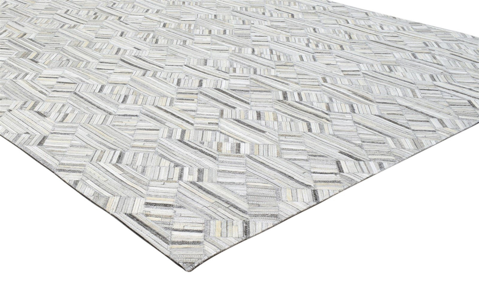 Modern Cowhide Rug, Large Patchwork Leather Rug, Grey Area Rug Carpet 