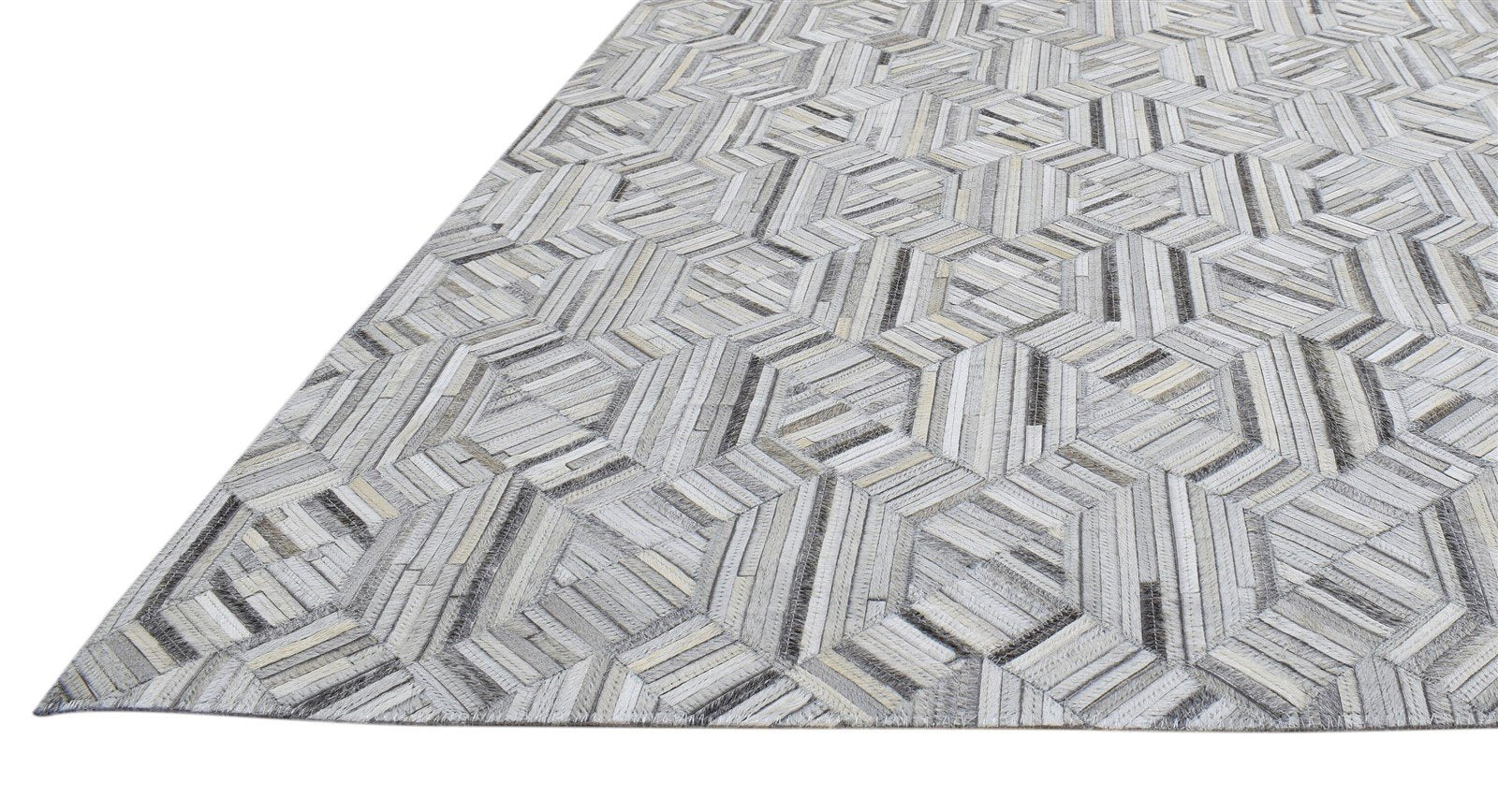 Modern Cowhide Rug, Large Patchwork Leather Rug, Grey Area Rug Carpet 