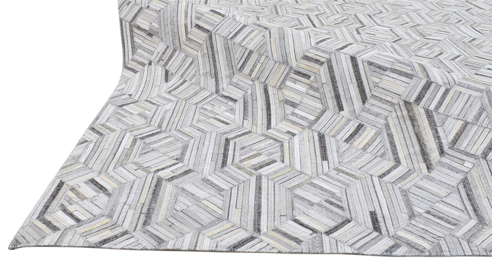 Modern Cowhide Rug, Large Patchwork Leather Rug, Grey Area Rug Carpet 