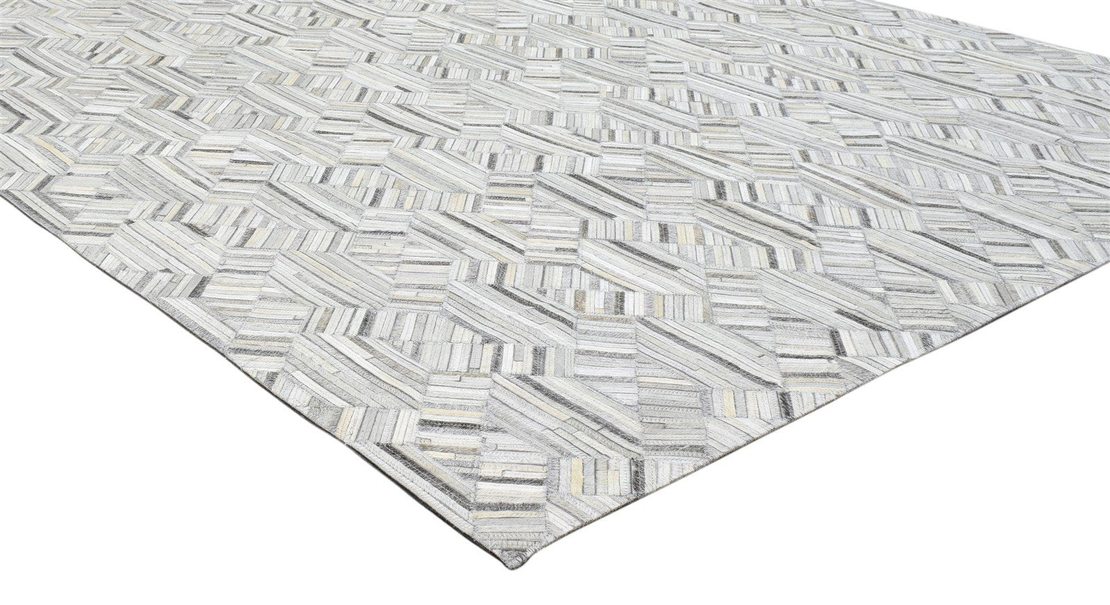 Modern Cowhide Rug, Large Patchwork Leather Rug, Grey Area Rug Carpet 