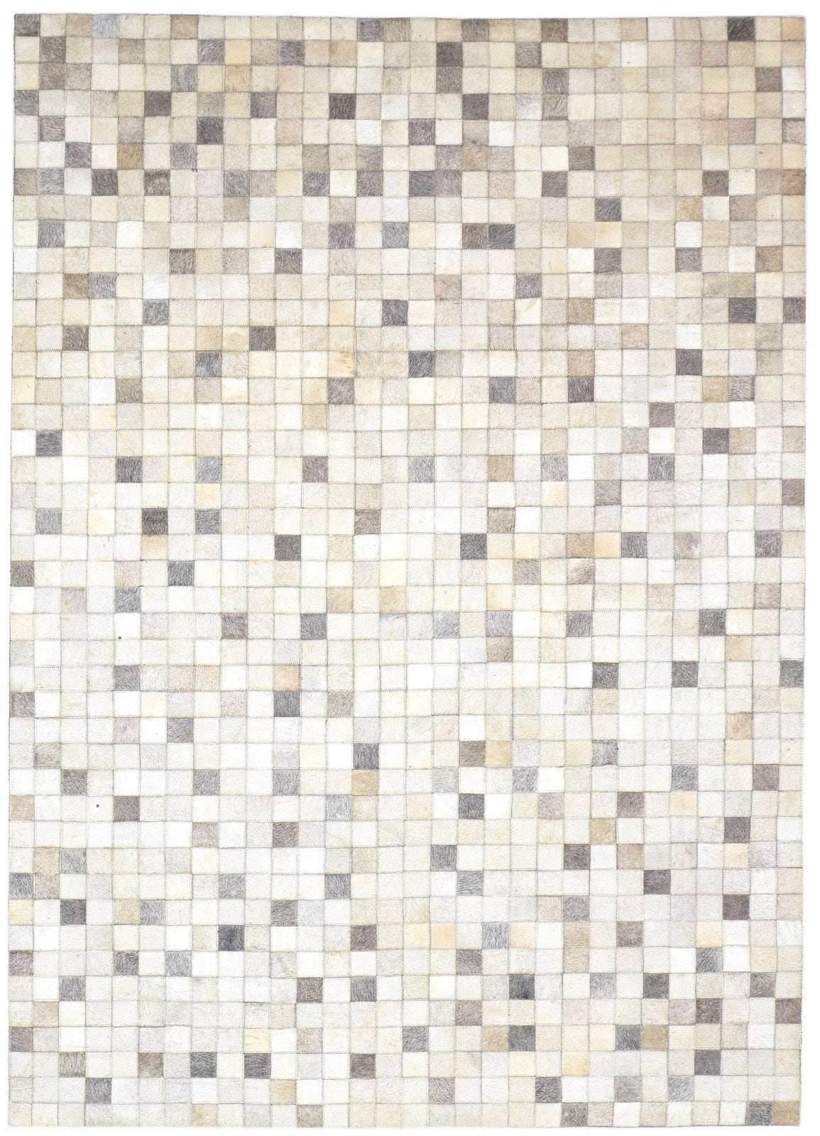 Modern Ivory / Gray Leather blocks Rug, Patchwork Rug, Cowhide Rug Large, Area Rug Carpet