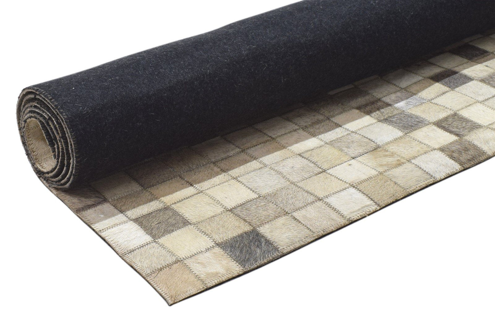 Modern Ivory / Gray Leather blocks Rug, Patchwork Rug, Cowhide Rug Large, Area Rug Carpet 