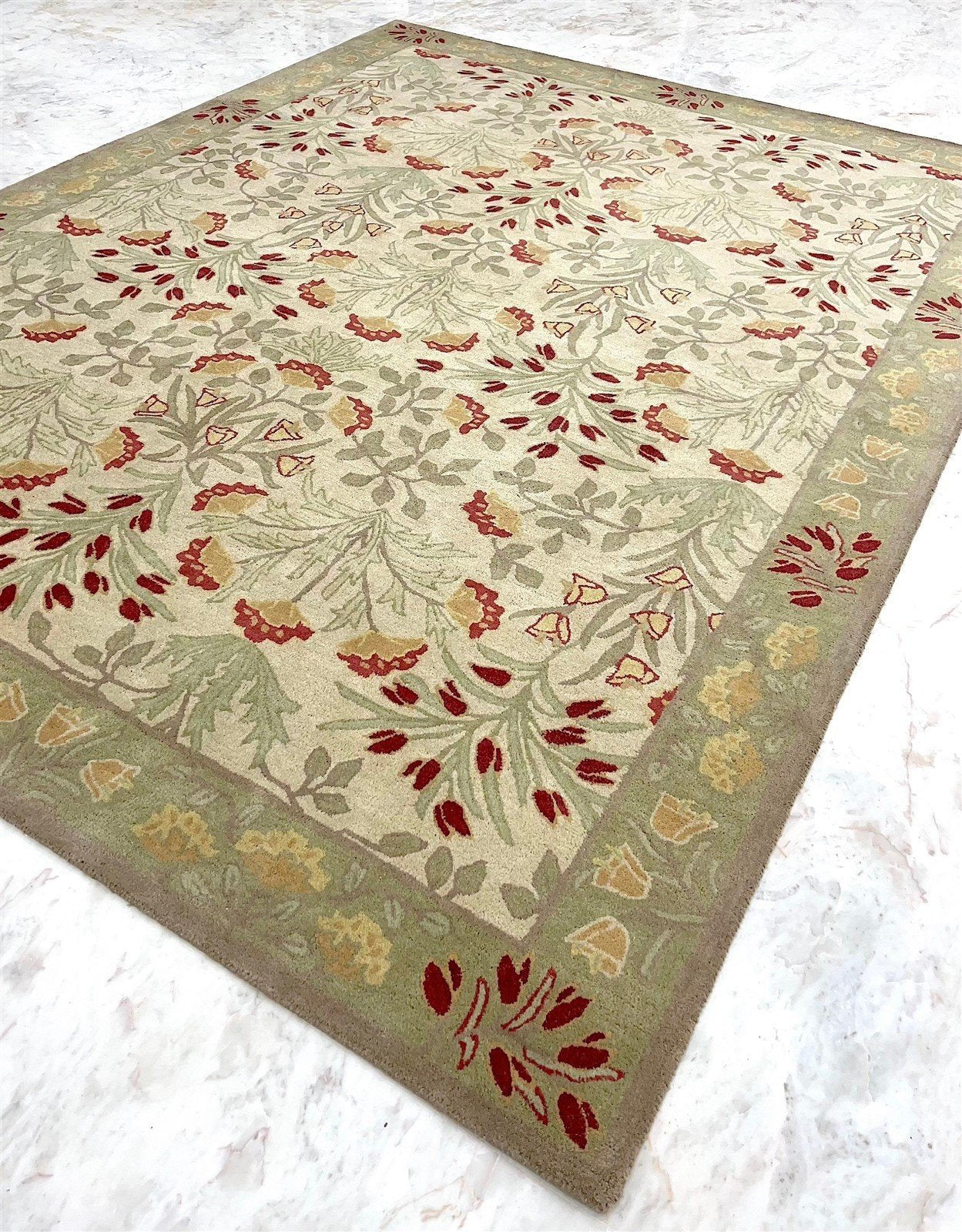 Handmade Oushak Rug Beige Green Rug  Area Rug 