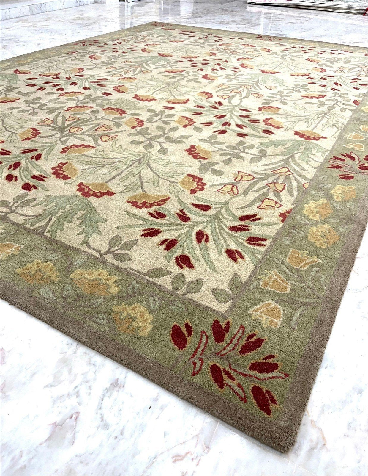 Handmade Oushak Rug Beige Green Rug  Area Rug 