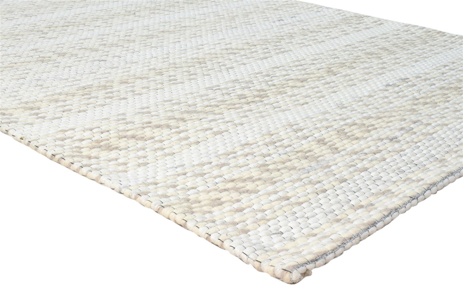 Beige Wool Rug 5' X 8' Modern Hand Woven Scandinavian Trellis Room Size Carpet 